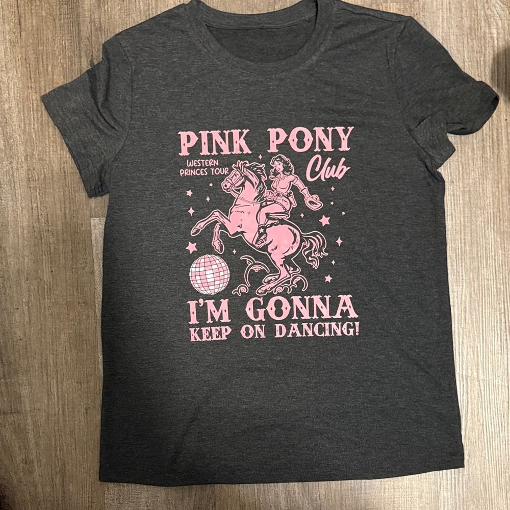 NwOT Pink Pony Club Women's T-Shirt - Dark Gray